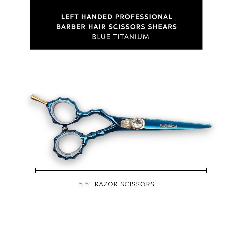 DreamCut Left Handed 5.5" Razor Edge Blue Titanium Coated Barber