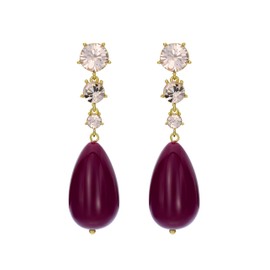 Ted Baker London Pearsti Statement Crystal Bead Drop Earrings for Women (Gold/Plum and Golden Crystal)