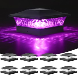 VOLISUN Solar Post Cap Light 8Pack Black: RGB Color Changing - Fence Post Lights Solar Outdoor Waterproof for 4x4 x5 x6 WoodenVinyl Post