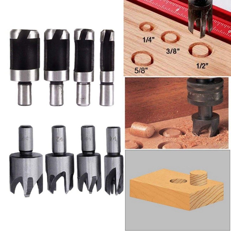 Baorder 8Pcs Wood Plug Cutter Drill Bit Set Carbon Steel