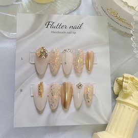 Luxury gold chandelier handmade nail tip - Almond / 럭셔리 골드 샹들리에 수제네일팁 - 아몬드