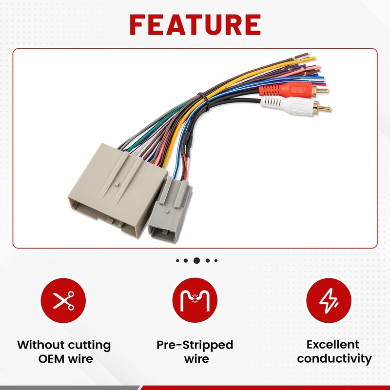 RED WOLF Car Radio Wiring Harness W/Anetnna Adapter RCA Input