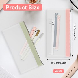 2 Stück Transparente Federmäppchen, Groß Kapazität Mäppchen, Mäppchen Durchsichtig Federmäppchen mit Reißverschluss, Fresh Stiftetasche, Portable Mäppchen für Schule Bürobedarf Reise (Rosa&Grün)