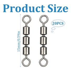 ZOKJSW 20pcs Fishing Triple Swivel Fishing Swivels Fishing Trout Fishing Accessories Set Swivel Assortment Fishing Swivels