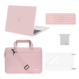 MOSISO Funda Compatible con MacBook Air 13 2022 2021 2020 2019 2018 A2337 M1 A2179 A1932 Retina,Plástico Carcasa Rígida&Bolsa de Hombro&Cubierta de Teclado&Protector de Pantalla&Bolsa, Bebé Rosa
