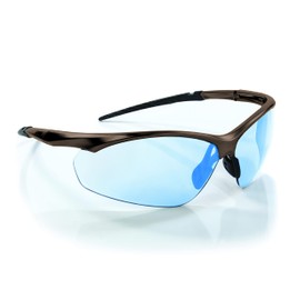 Riley Steer Safety Glasses with Bronze Frame UV and Fog Resistant Protective Work Eyewear… (Blue Lens)