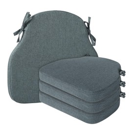 PRONOUS 4 Pack Dark Grey Winsor Chair Cushions with Ties, Dining Kitchen Chair Seat Pads Non Slip Removable Washable Cover 17"x16"