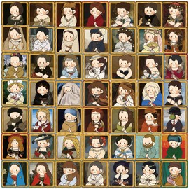 50 PCS Cute FUUNY Stickers, Kawaii World Famous Paintings Decals for Water Bottles Laptops Scrapbooks Journals, Cute Cartoon Stickers for Kids Teens Adults, Girls Boys Classroom Prizes Party Favor