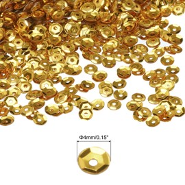 MECCANIXITY Loose Sequins 4MM Silver Backed Sequins 3000Pcs Cup Sequins Embroidery Sequins for Jewelry Making Crafts Sewing,Deep Gold