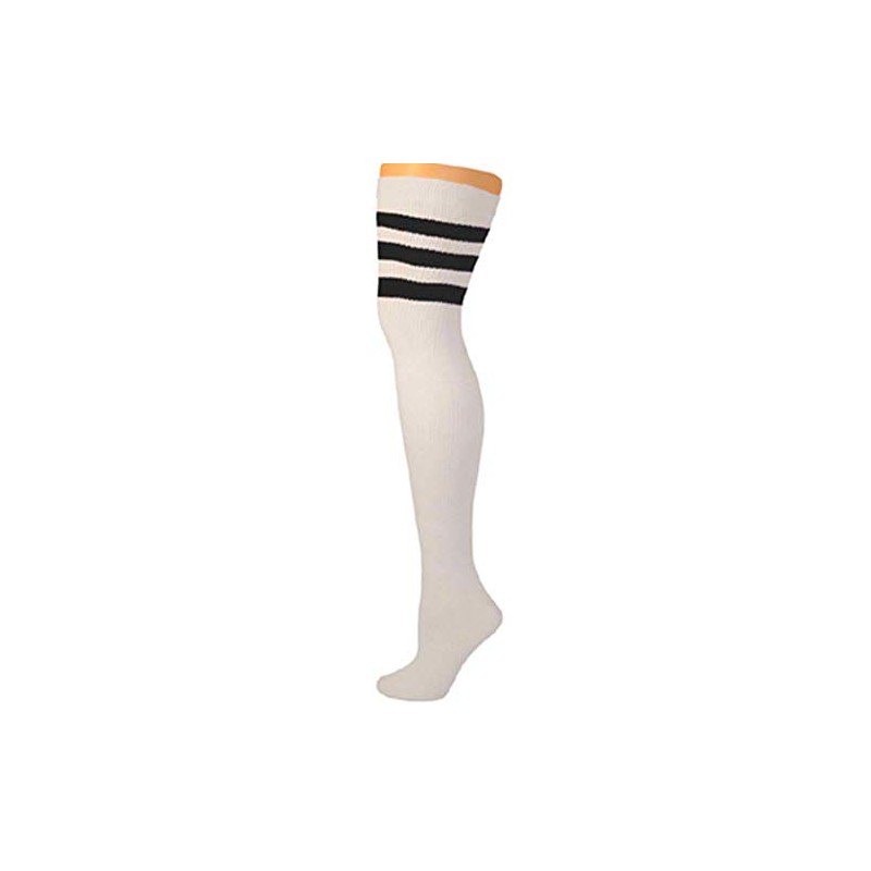 AJs Retro Thigh High Tube Socks - White, Black
