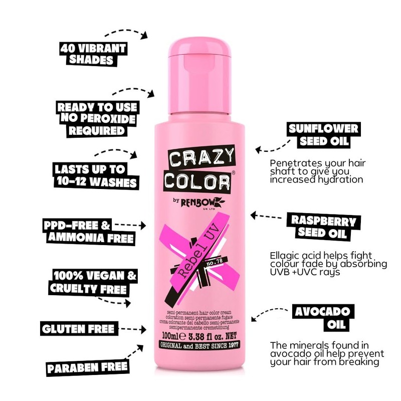 Crazy Color Vibrant Rebel UV Semi-Permanent 4 Pack Quad Hair