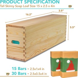 Tall Skinny Wooden Soap Molds for Soap Making Large- 5 lb Soap Molds Loaf with lid, Rectangle Silicone Soap Loaf Molds 80oz