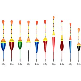 Pack of 10 Fishing Floats Set, Fishing Floats, Fishing Set, for Predatory and Coarse Fish, Suitable for River, Pond and Stream.