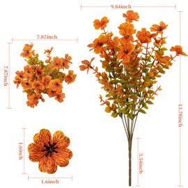 Lnoicy 20 Bundles Artificial Fall Mums,Faux Plants for Decoration,Plastic Flowers for Indoor Garden/Wedding/Farmhouse (Fall Orange)