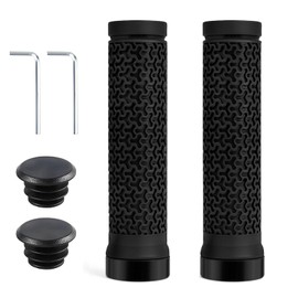 2PCS Bike Handlebar Grips Professional Mountain Bike Grips Soft Rubber Non-Slip Cycling Grips Single Lock-on Cycle Handlebar for Scooter Cruiser Tricycle Wheel Chair Mountain Road Urban Cycle (Black)