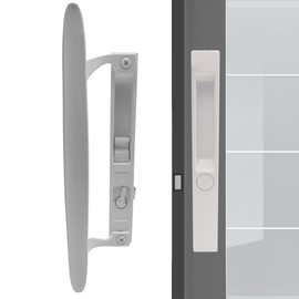 ACEPLANET Flush Mount Non-Keyed Sliding Glass Door Handleset, 6-5/8" H.C., Fits 1" to 1-1/8" Thick Doors, Features Night Lock & Hook Latch, Non-Handed, White Diecast