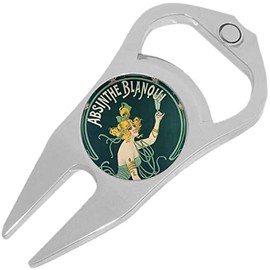 NewCharms Absinthe Blanqui Vintage Art Nouveau Golf Ball Marker Divot Repair Tool Bottle Opener