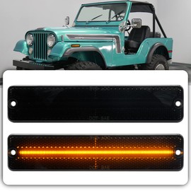 2pcs Smoked Lens LED Side Marker Lights Assembly for Jee'p Cherokee SJ Wagoneer Grand Wagoneer J10 J20 Pickup CJ-5 CJ-6 CJ-7 Front Rear Bumper Sidemarker Lamps Replace O'EM Sidemarker Lamps