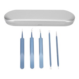 5pcs Blackhead Remover Professional Stainless Blue Acne Needle Tool Set for Pimple Popper Comedone