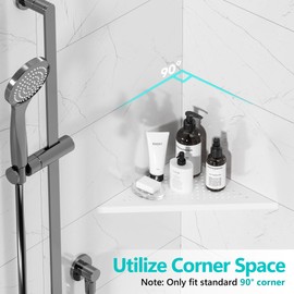 Qeke Bathroom Corner Shelf, Recessed 10" Shower Shelf Caddy, SUS304 Stainless Steel Shelf Wall Mount Triangular, No Drilling, Matte White
