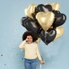 Black Gold Foil Heart Balloons, 18Inch Light Gold and Black