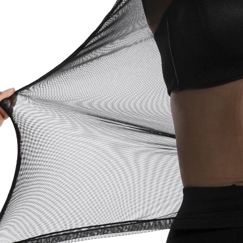 Nimiman Women's Belly Dance Bodysuit with Long Sleeves Mesh Sheer