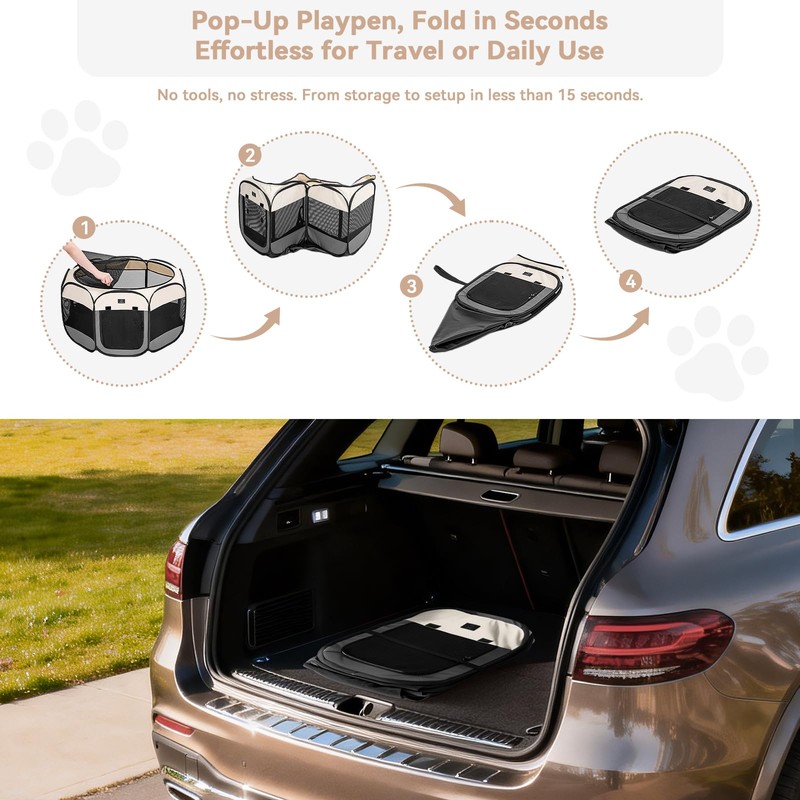 Dog Playpen for Small Dogs & Puppies, 50.39" Portable Indoor