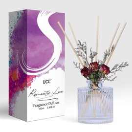 UCC Reed Diffuser Set, 3.38 oz Romantic Love Premium Hotel Collection Scented Diffuser with Flower Sticks Home Fragrance Reed Diffuser for Bathroom Shelf Decor