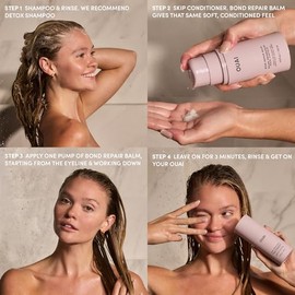 OUAI Bond Repair Balm - Mascarilla de tratamiento capilar en ducha para hebras secas dañadas, reemplaza el acondicionador - Repara y fortalece el cabello en 3 minutos - Proteína de seda vegana + ácido
