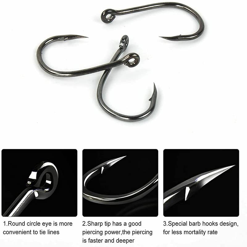 100x Chemically Sharpened Octopus Fishing Hook, Fishing Tackle 3-12# Small