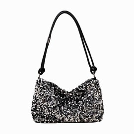 AiNinXun Glitter Bag Women's Sequin Handbag Small Glitter Bag Women Evening Bag Clutch Glitter Women's Clutches Mini Shoulder Bag Elegant Handbags Small Bag for Party Wedding, silver