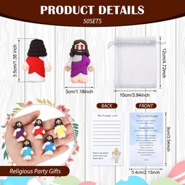Bememo 150 Pcs 50 Set Little Jesus Figurines Bulk Jesus Love You Mini Rubber Toys Sets to Hide and Seek Religious Party Favors Sunday School Christian Baptism Gifts (Blue,Various)