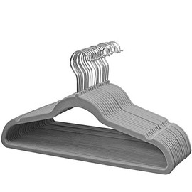 ManGotree Non-Slip Baby Velvet Clothes Hanger, Kids Coat Hanger with Swivel Hook and Notched Shoulder, Hanger for Children ,Infant,Toddler Clothes 15 Pack (Grey)