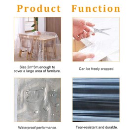 TUAKIMCE 1PCS Plastic Sofa Cover, Furniture Proof Dust Cover Couch Cover, Heavy Duty Waterproof Sofa Protection Cover, Sofa Storage Bag, Moving Sofa Cover for Sofas, Bed,Couch,Ground, 300cm x 200cm