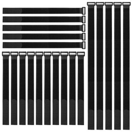 Aiqeer Pack of 20 Black Velcro Cable Ties Set, Multifunctional Velcro Bands, Reusable Velcro Tape, Cable Velcro Ties (20 cm, 30 cm, 40 cm)