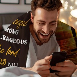 AJIIUSV Christian Gifts for Men, Religious Spiritual Inspirational Gifts for Men, Christian Lion Blanket for Man 50"x60"