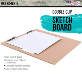 U.S. Art Supply 18" x 18" Artist Sketch Tote Board - Great for Classroom, Studio or Field Use