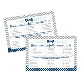 Bow Tie Baby Shower How Game | Pregnancy Stages | Set of 25