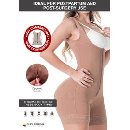 Sonryse 211BF Fajas Colombianas Post Surgery High Compression Stage 2 Faja Lipo 360 Tummy Tuck Cocoa Medium