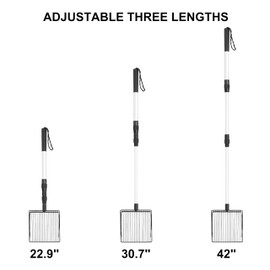 3 in 1 Extendable Cat Litter Scoop, Long Handle Litter Scooper, Cat Scooper for Litter Box, Litter Scooper, Cat Poop Scooper, Cat Litter Scooper, Stainless Steel Litter Scoop Non-Stick Shovel