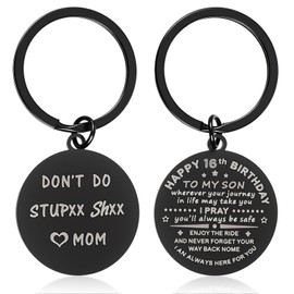 Ouligay 16th Birthday Gift for 16 Year Old Boy 16 Keychain Gifts for Boys, Son Gifts for Teen Boys Son, 16th Keychain from Mom, New Driver Gift for Teenager