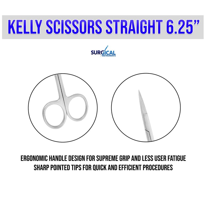 SurgicalOnline Kelly Scissors Straight 6.25" Dental Instruments Stainless Steel One