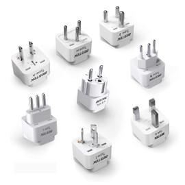 BESTEK Worldwide Travel Plug Adapter Set, Grounded Universal Power Plug Adapter for USA to US, EU, AU, UK, GE, HK and More- 8 Packs