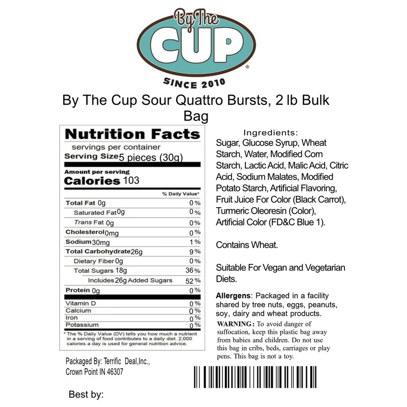 By The Cup Sour Quattro Bursts, 2 lb Bulk Bag