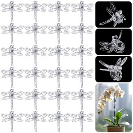 Wenqik 100 Pcs Orchid Clips Dragonfly Plant Clips for Plants Support, Portable Plastic Clear Garden Plant Support Clips Vine Clips for Orchid Climbing Plants