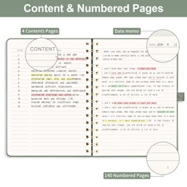 AUTEMPO A4 Notebook, Notepad Leather Hardcover Wirebound Spiral Notebooks 110 Pages for Writing, 100gsm Thick Lined Paper, for Women Men Work Office School,21.5 x 27.9cm, Sage Green