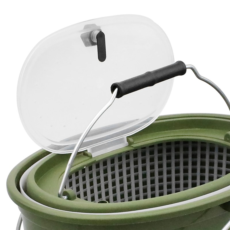 2-in-1 Fishing Bucket Double-Deck Fish Box Detachable Fish Strainer Colander