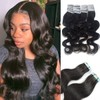 Body Wave Tape in Hair Extensions Human Hair 20Inch #1B