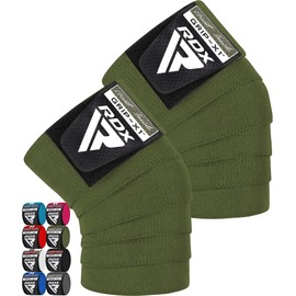RDX Knee Bandages, Strength Training, Fitness, Approved IPL USPA, 200 cm Long Elastic Knee Wraps Pair with Velcro Fastening, Deadlifts, Bodybuilding, Weightlifting, Strength Sports, Powerlifting,