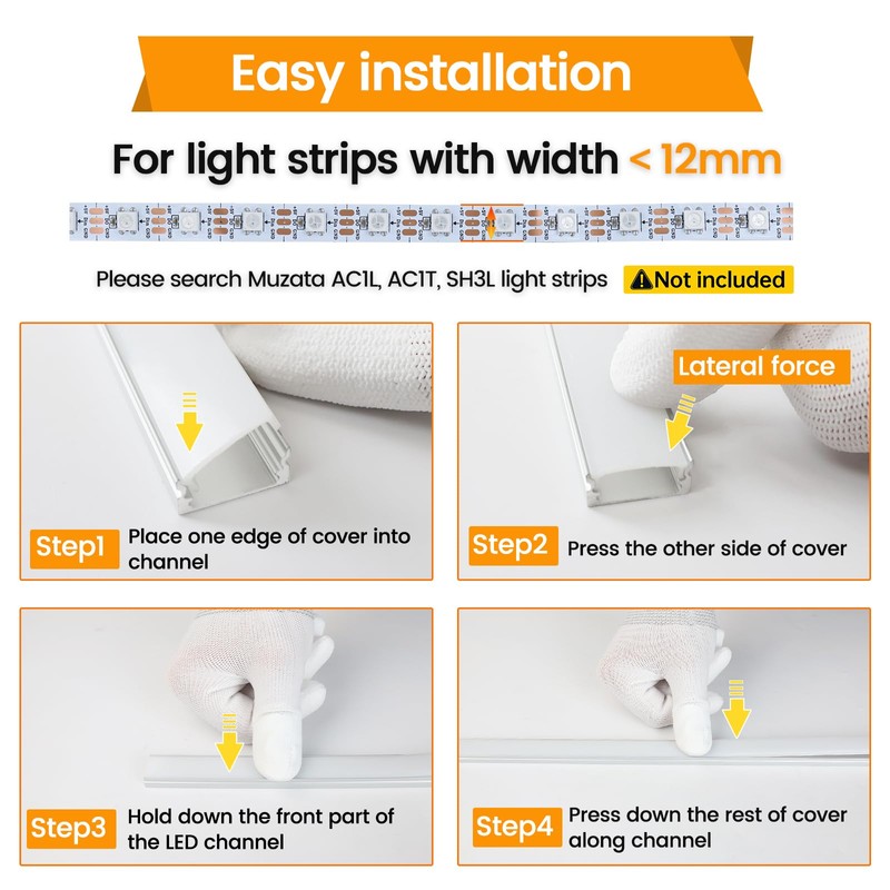 Muzata 6Pack 3.3FT/1M LED Channel Aluminum U Shape Silver LED